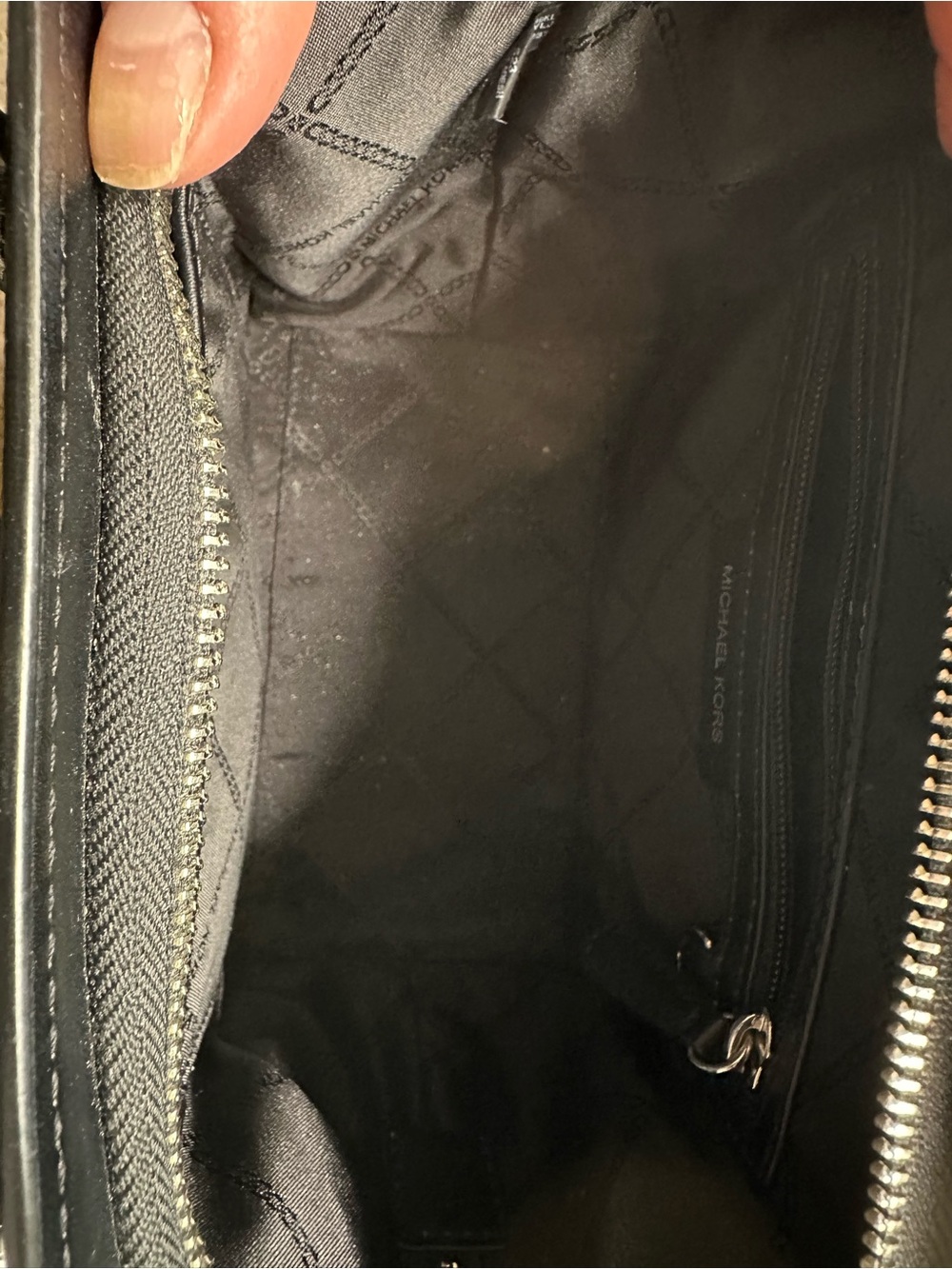 Michael Kors Kris Two-Tone Leather Satchel in Gray, White & Black - Picture 7 of 7